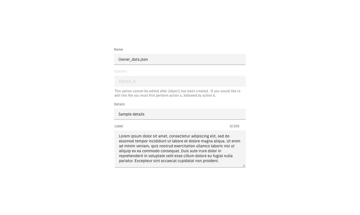 Example of a single non-editable field